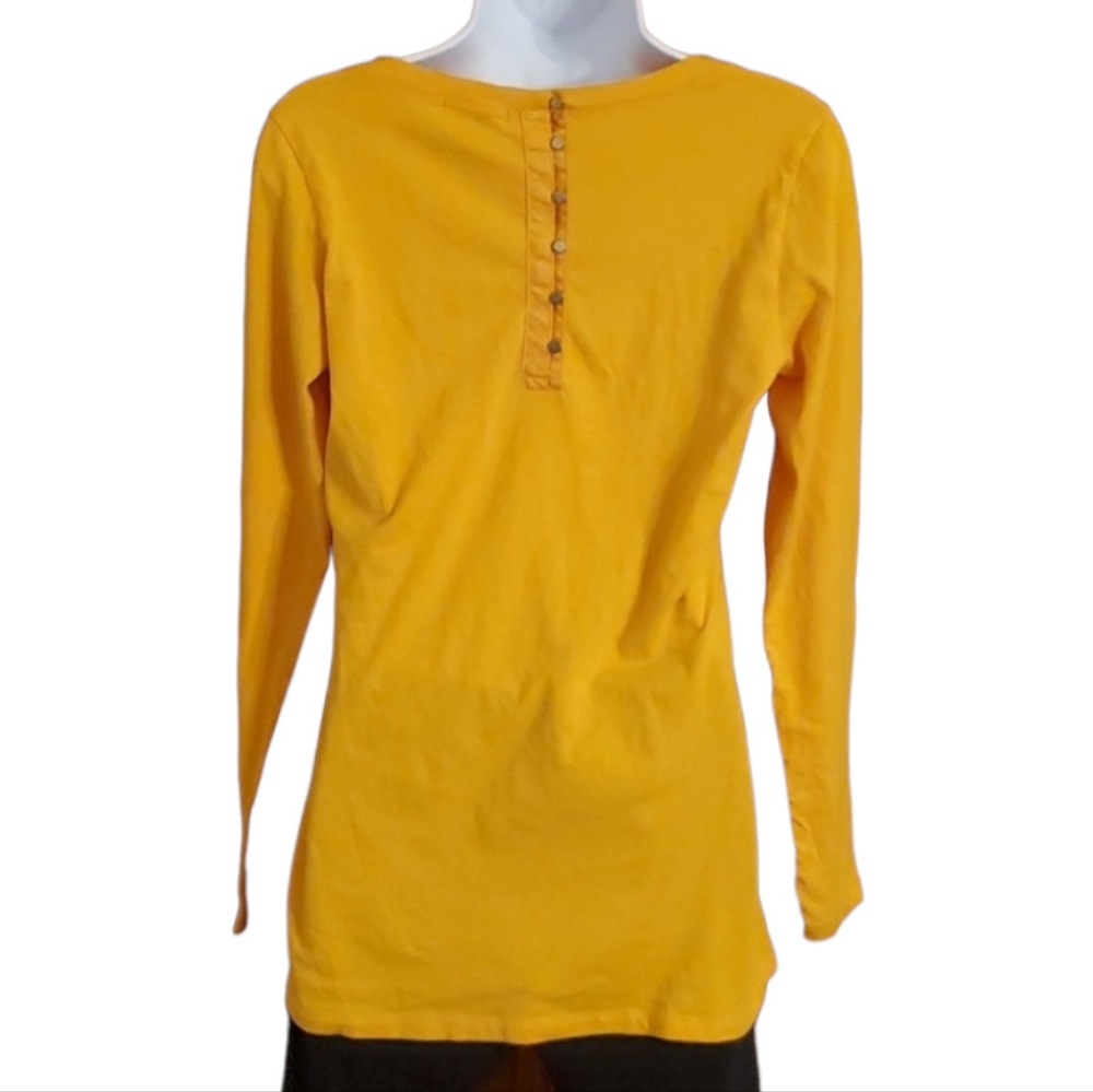 Gap Long Sleeve Gold Top With Metal Buttons on Back of Neck